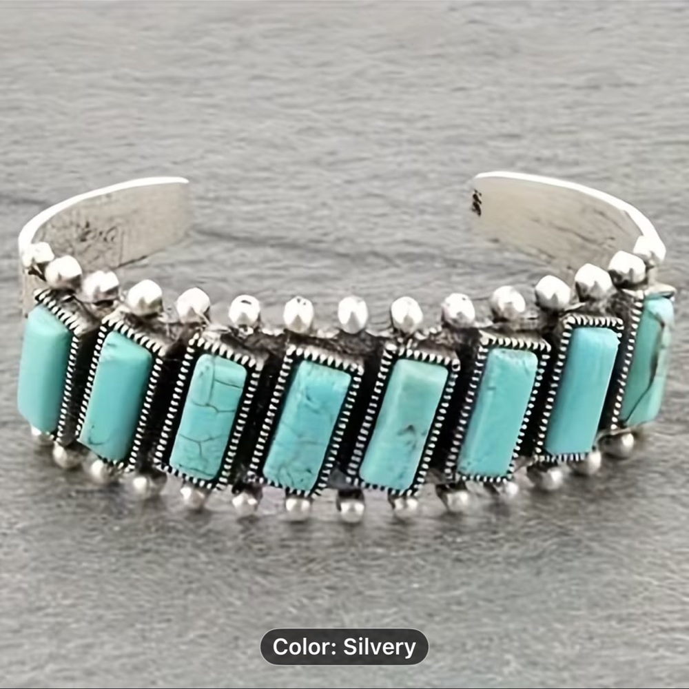 Silver and Turquoise Bracelet - Picture 2 of 8